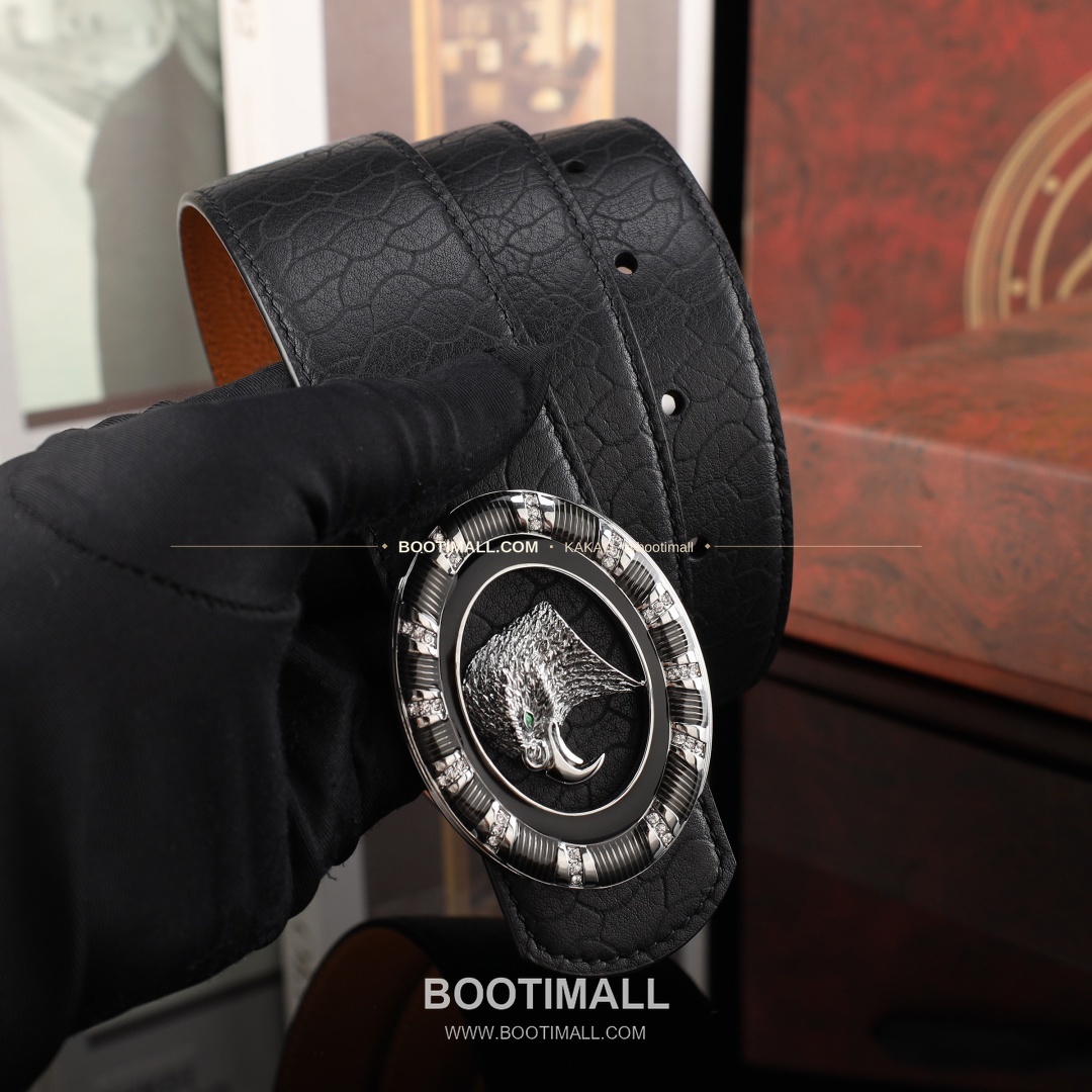 스테판 카프스킨 플레이트 버클 리버서블 벨트 Stephan Calfskin Plate Buckle Reversible Belt 3.8cm 4