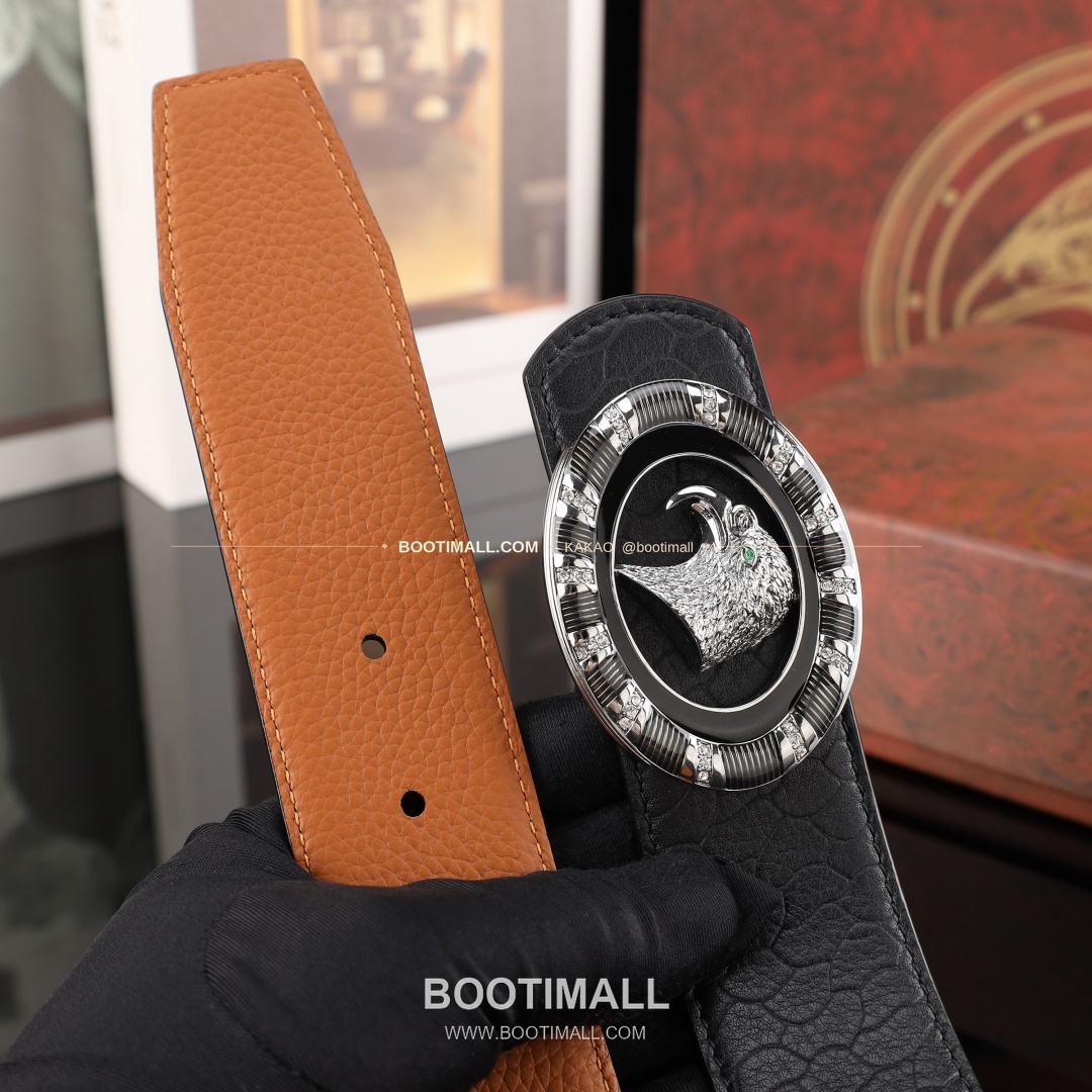 스테판 카프스킨 플레이트 버클 리버서블 벨트 Stephan Calfskin Plate Buckle Reversible Belt 3.8cm 5