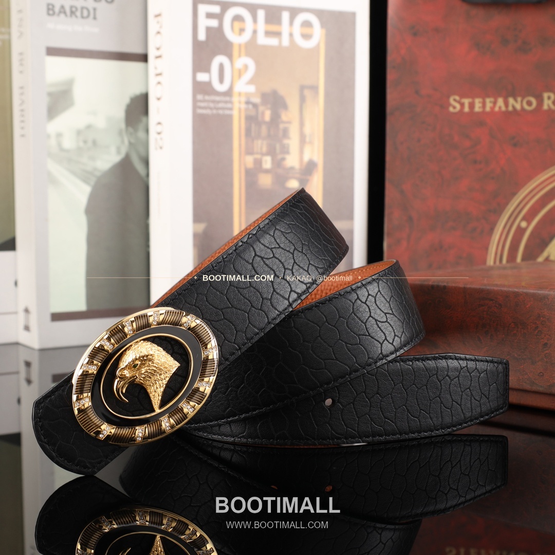 스테판 카프스킨 플레이트 버클 리버서블 벨트 Stephan Calfskin Plate Buckle Reversible Belt 3.8cm 6