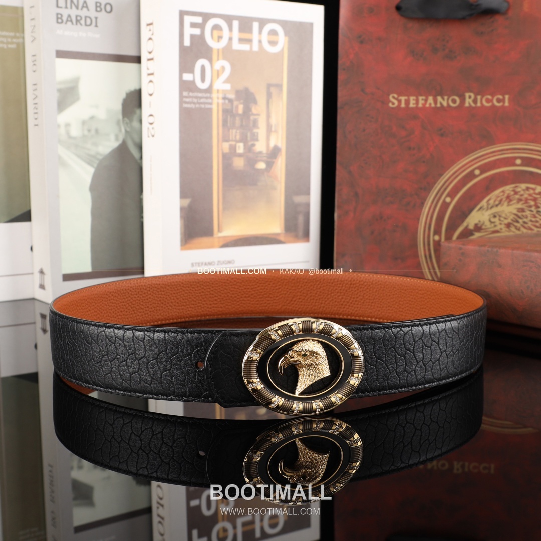 스테판 카프스킨 플레이트 버클 리버서블 벨트 Stephan Calfskin Plate Buckle Reversible Belt 3.8cm 9
