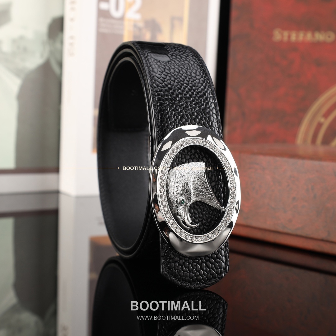 스테판 카프스킨 플레이트 버클 리버서블 벨트 Stephan Calfskin Plate Buckle Reversible Belt 3.8cm 2