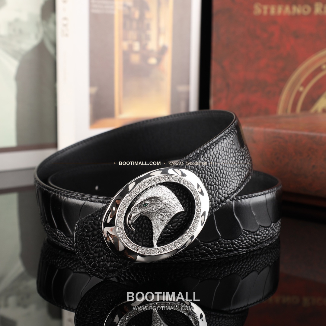 스테판 카프스킨 플레이트 버클 리버서블 벨트 Stephan Calfskin Plate Buckle Reversible Belt 3.8cm 3