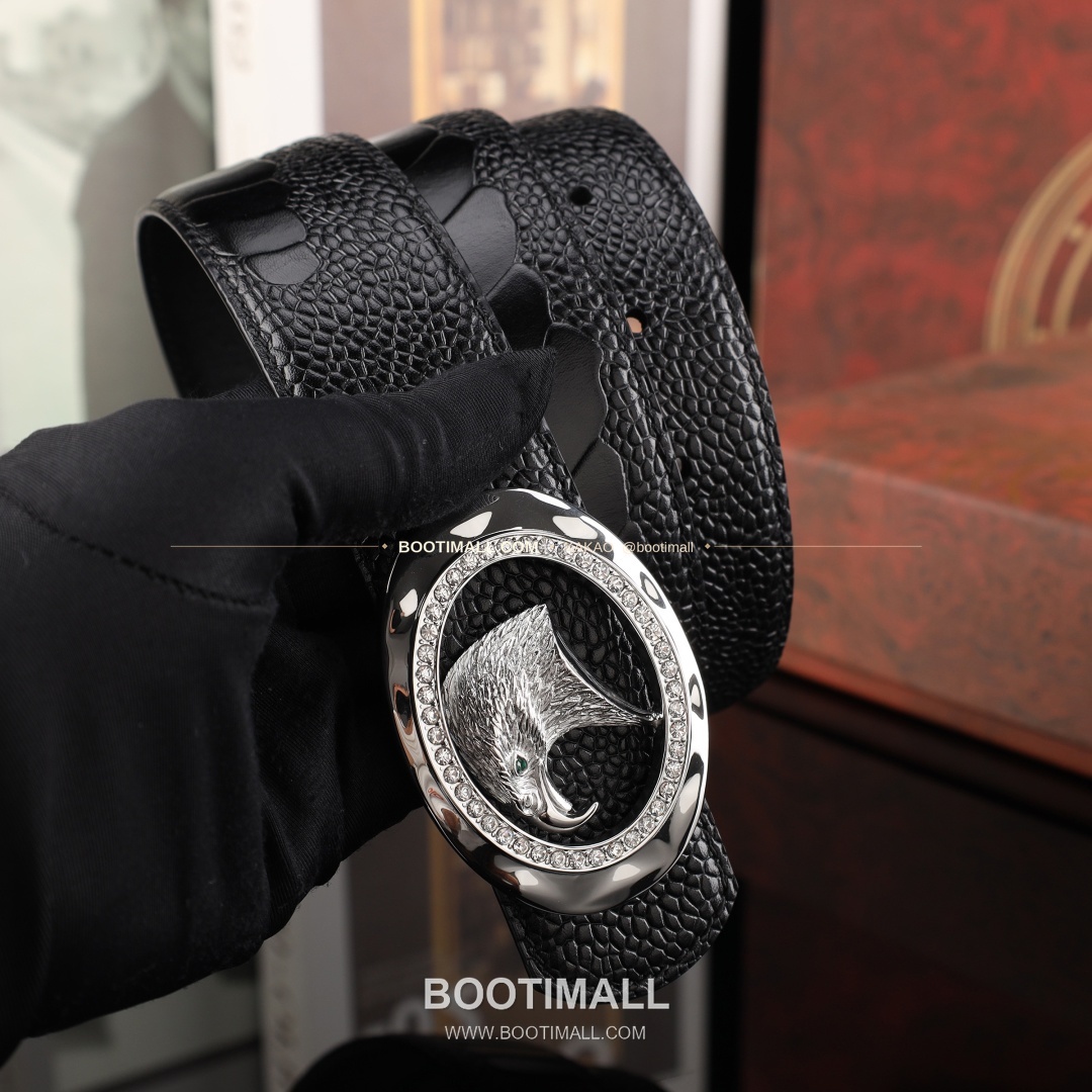 스테판 카프스킨 플레이트 버클 리버서블 벨트 Stephan Calfskin Plate Buckle Reversible Belt 3.8cm 4