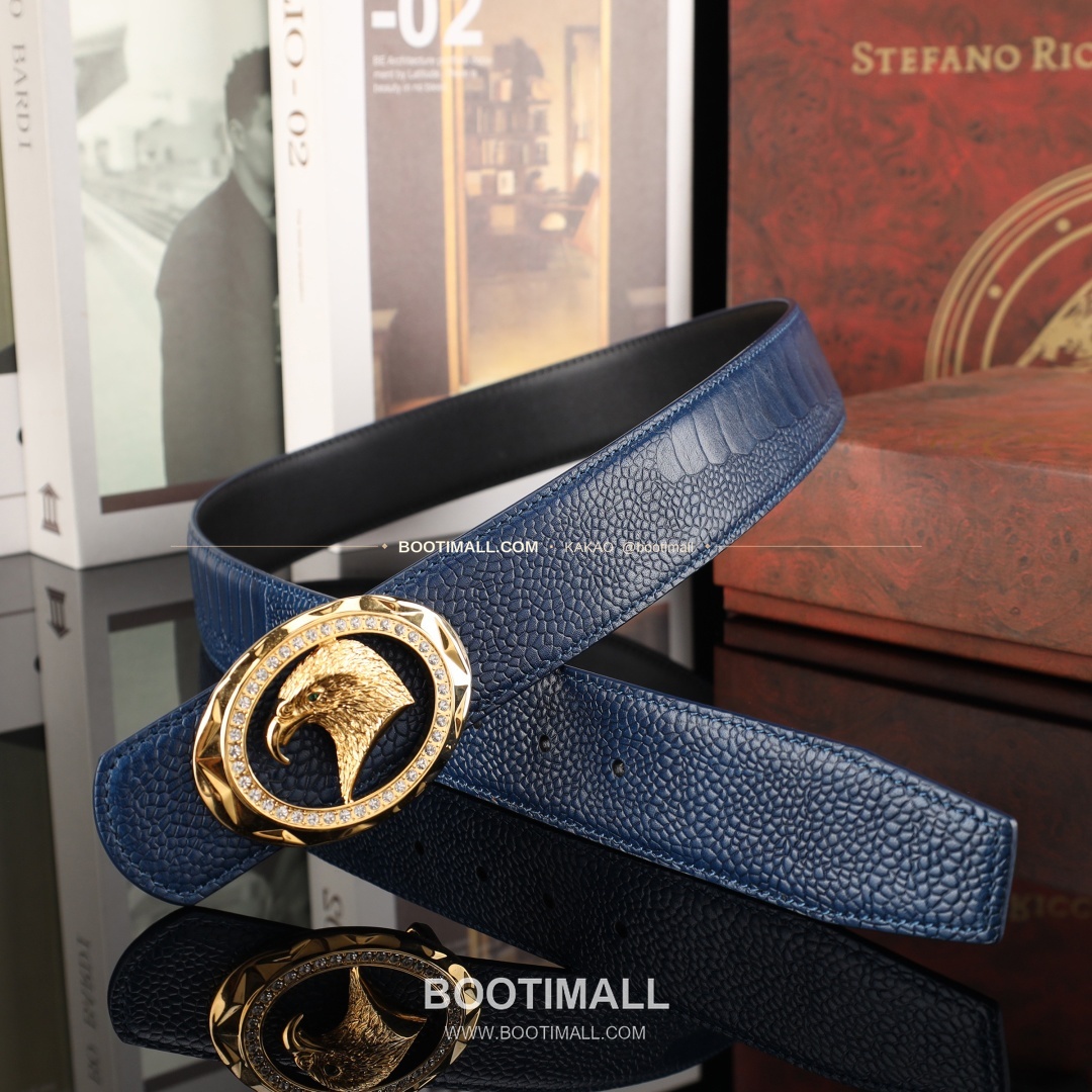 스테판 카프스킨 플레이트 버클 리버서블 벨트 Stephan Calfskin Plate Buckle Reversible Belt 3.8cm 8