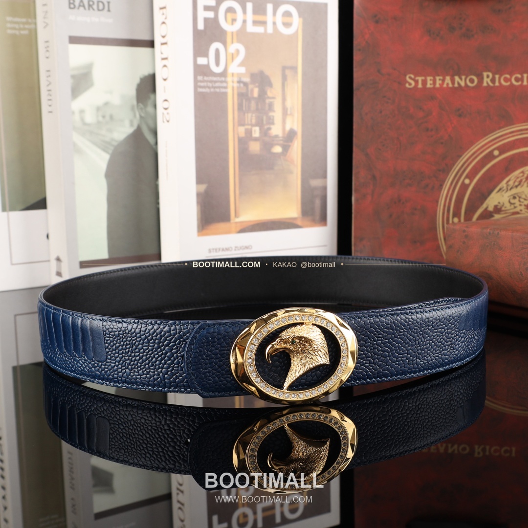 스테판 카프스킨 플레이트 버클 리버서블 벨트 Stephan Calfskin Plate Buckle Reversible Belt 3.8cm 9