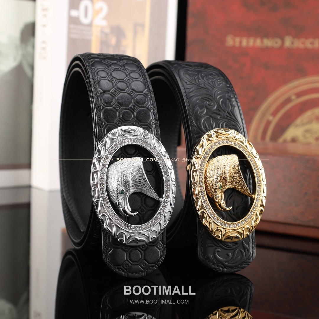 스테판 카프스킨 플레이트 버클 리버서블 벨트 Stephan Calfskin Plate Buckle Reversible Belt 3.8cm 1