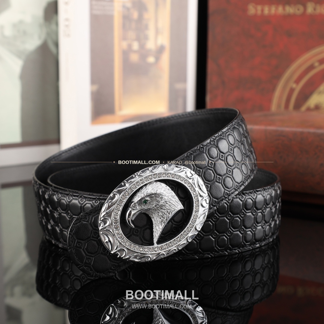 스테판 카프스킨 플레이트 버클 리버서블 벨트 Stephan Calfskin Plate Buckle Reversible Belt 3.8cm 3