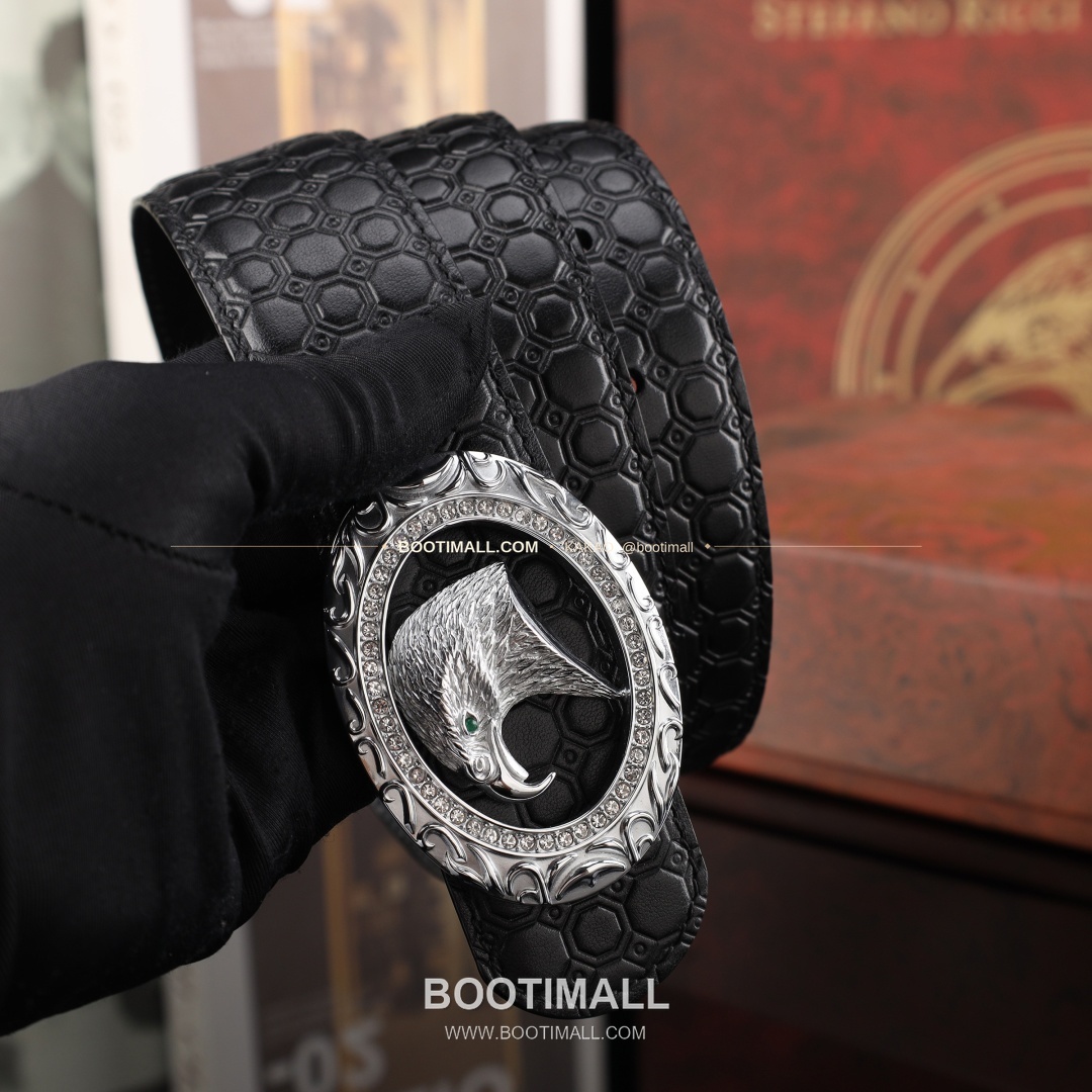 스테판 카프스킨 플레이트 버클 리버서블 벨트 Stephan Calfskin Plate Buckle Reversible Belt 3.8cm 4