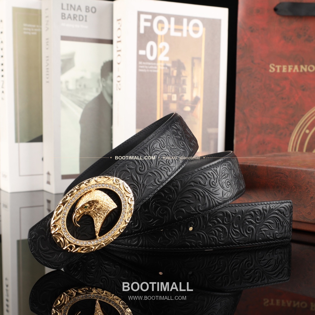 스테판 카프스킨 플레이트 버클 리버서블 벨트 Stephan Calfskin Plate Buckle Reversible Belt 3.8cm 6