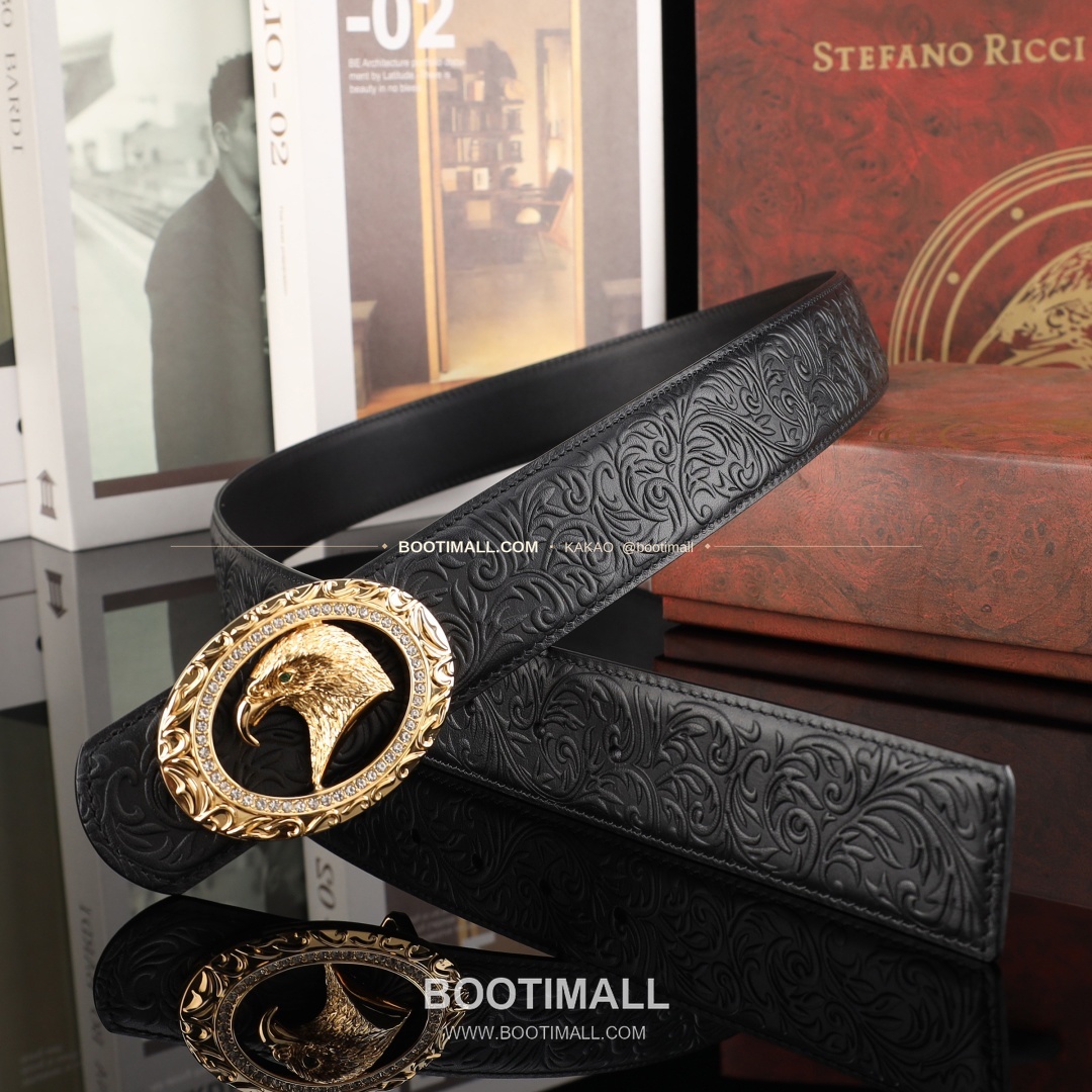 스테판 카프스킨 플레이트 버클 리버서블 벨트 Stephan Calfskin Plate Buckle Reversible Belt 3.8cm 8
