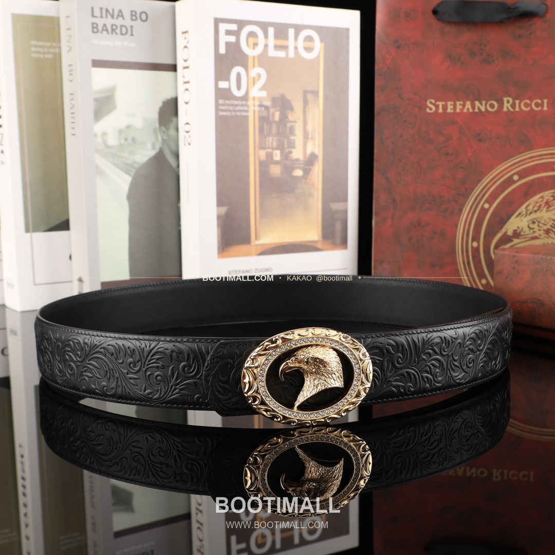 스테판 카프스킨 플레이트 버클 리버서블 벨트 Stephan Calfskin Plate Buckle Reversible Belt 3.8cm 9