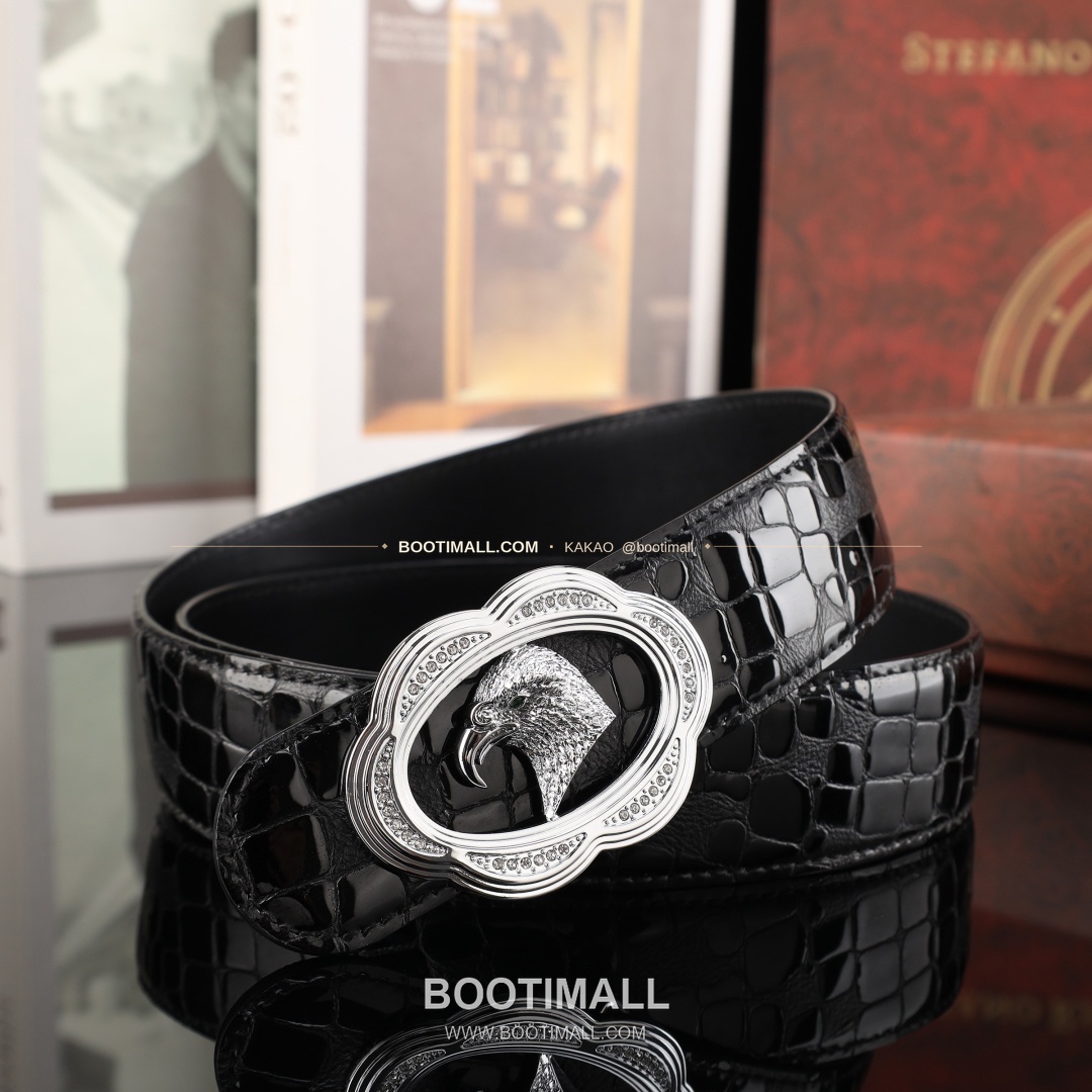 스테판 카프스킨 플레이트 버클 리버서블 벨트 Stephan Calfskin Plate Buckle Reversible Belt 3.8cm 3