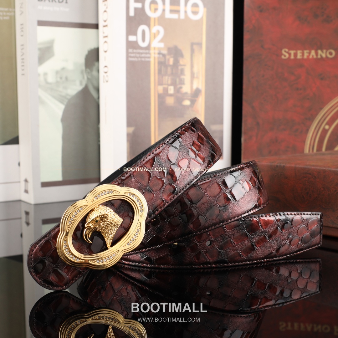 스테판 카프스킨 플레이트 버클 리버서블 벨트 Stephan Calfskin Plate Buckle Reversible Belt 3.8cm 6