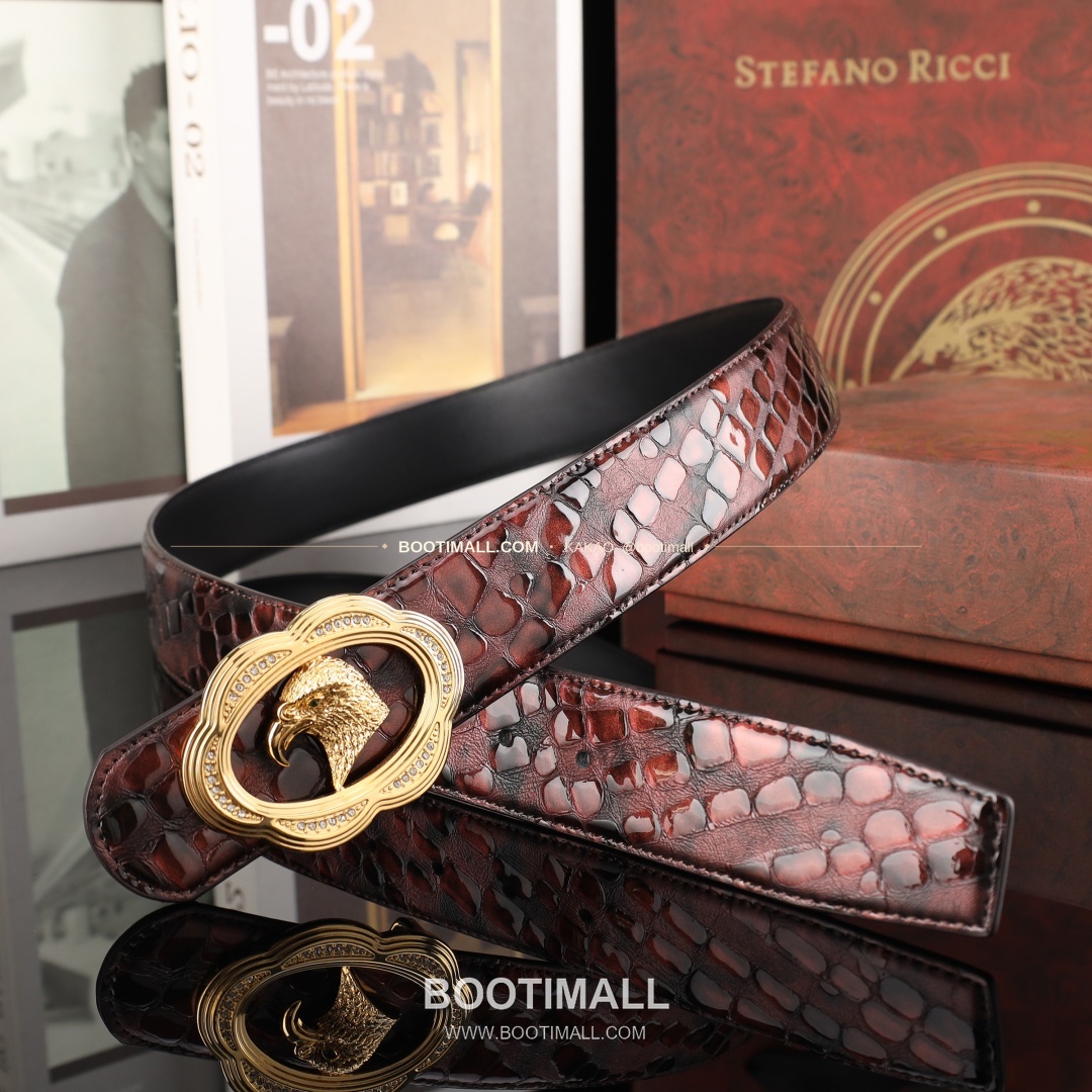 스테판 카프스킨 플레이트 버클 리버서블 벨트 Stephan Calfskin Plate Buckle Reversible Belt 3.8cm 8