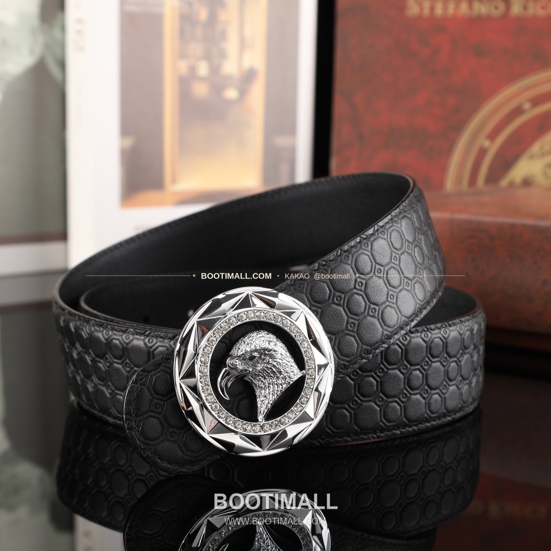 스테판 카프스킨 플레이트 버클 리버서블 벨트 Stephan Calfskin Plate Buckle Reversible Belt 3.8cm 2