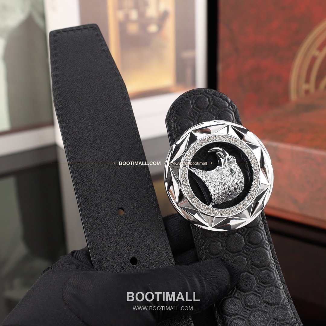 스테판 카프스킨 플레이트 버클 리버서블 벨트 Stephan Calfskin Plate Buckle Reversible Belt 3.8cm 4