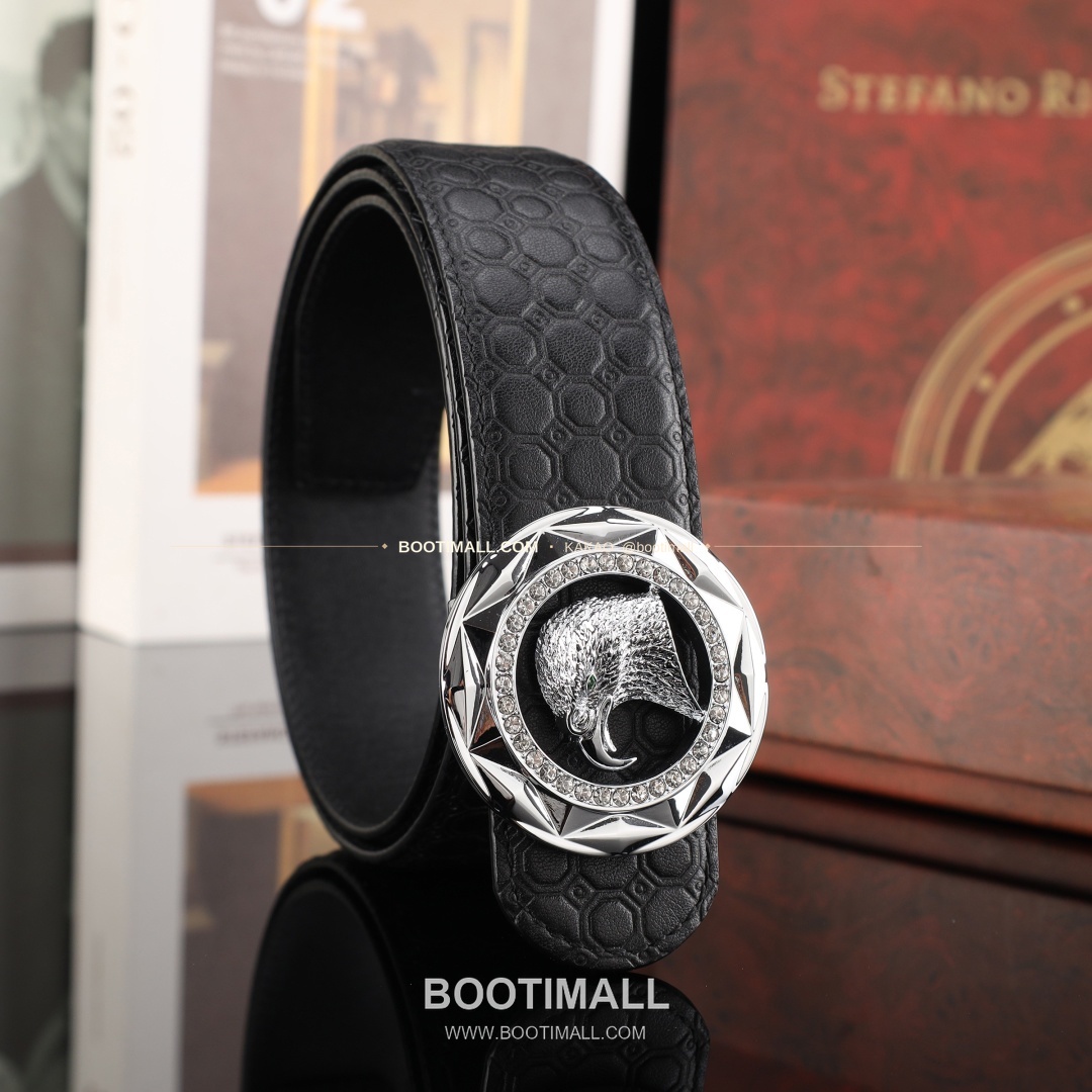 스테판 카프스킨 플레이트 버클 리버서블 벨트 Stephan Calfskin Plate Buckle Reversible Belt 3.8cm 5