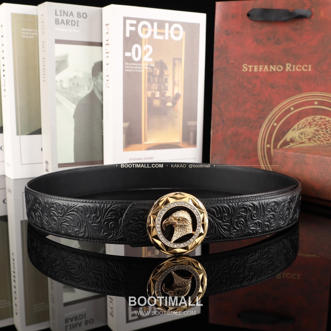 스테판 카프스킨 플레이트 버클 리버서블 벨트 Stephan Calfskin Plate Buckle Reversible Belt 3.8cm 6