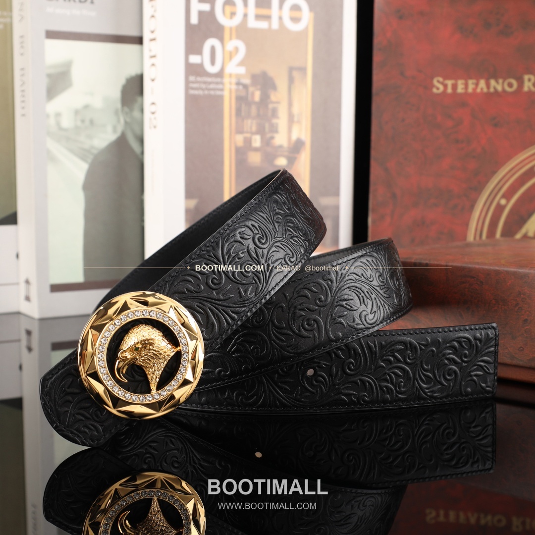 스테판 카프스킨 플레이트 버클 리버서블 벨트 Stephan Calfskin Plate Buckle Reversible Belt 3.8cm 7