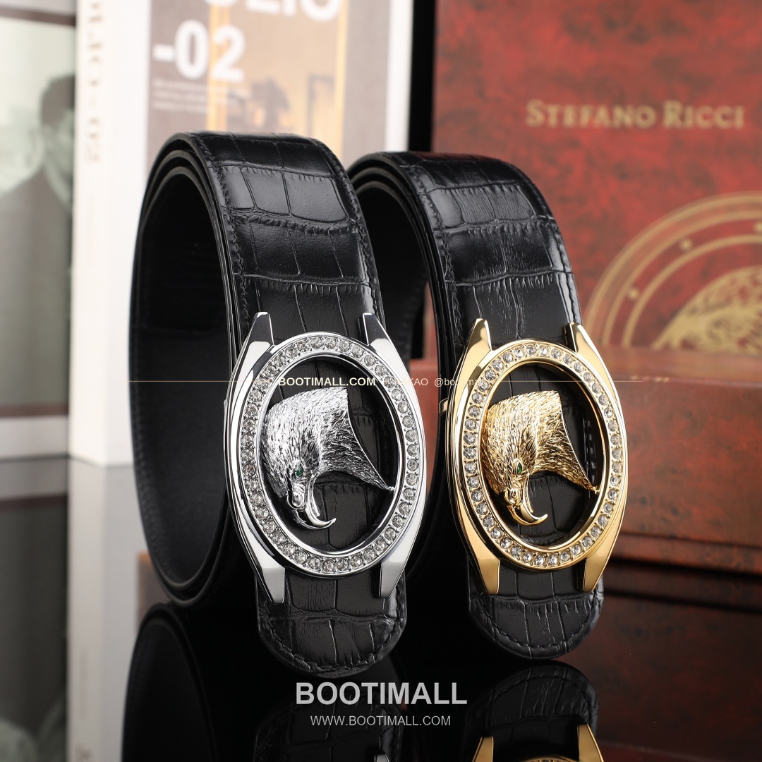 스테판 카프스킨 플레이트 버클 리버서블 벨트 Stephan Calfskin Plate Buckle Reversible Belt 3.8cm 1