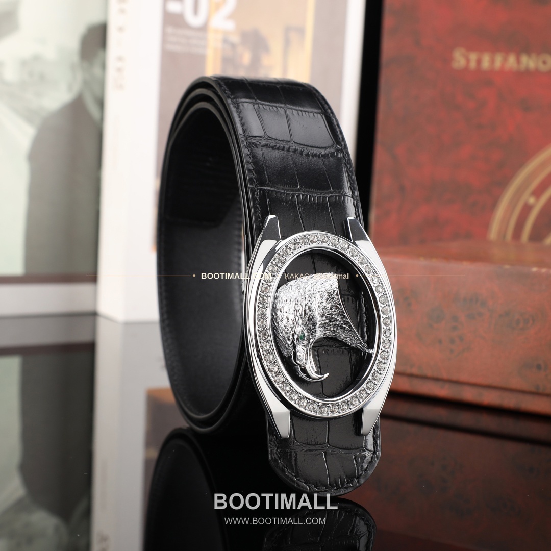 스테판 카프스킨 플레이트 버클 리버서블 벨트 Stephan Calfskin Plate Buckle Reversible Belt 3.8cm 2