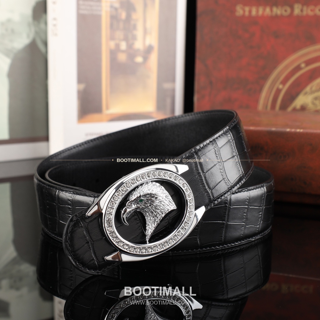 스테판 카프스킨 플레이트 버클 리버서블 벨트 Stephan Calfskin Plate Buckle Reversible Belt 3.8cm 3