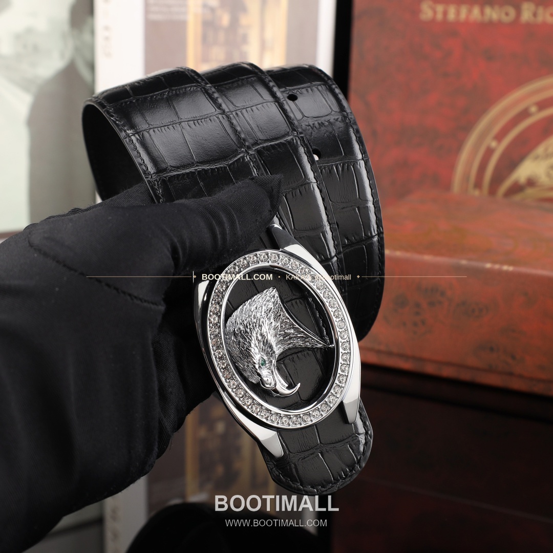 스테판 카프스킨 플레이트 버클 리버서블 벨트 Stephan Calfskin Plate Buckle Reversible Belt 3.8cm 4