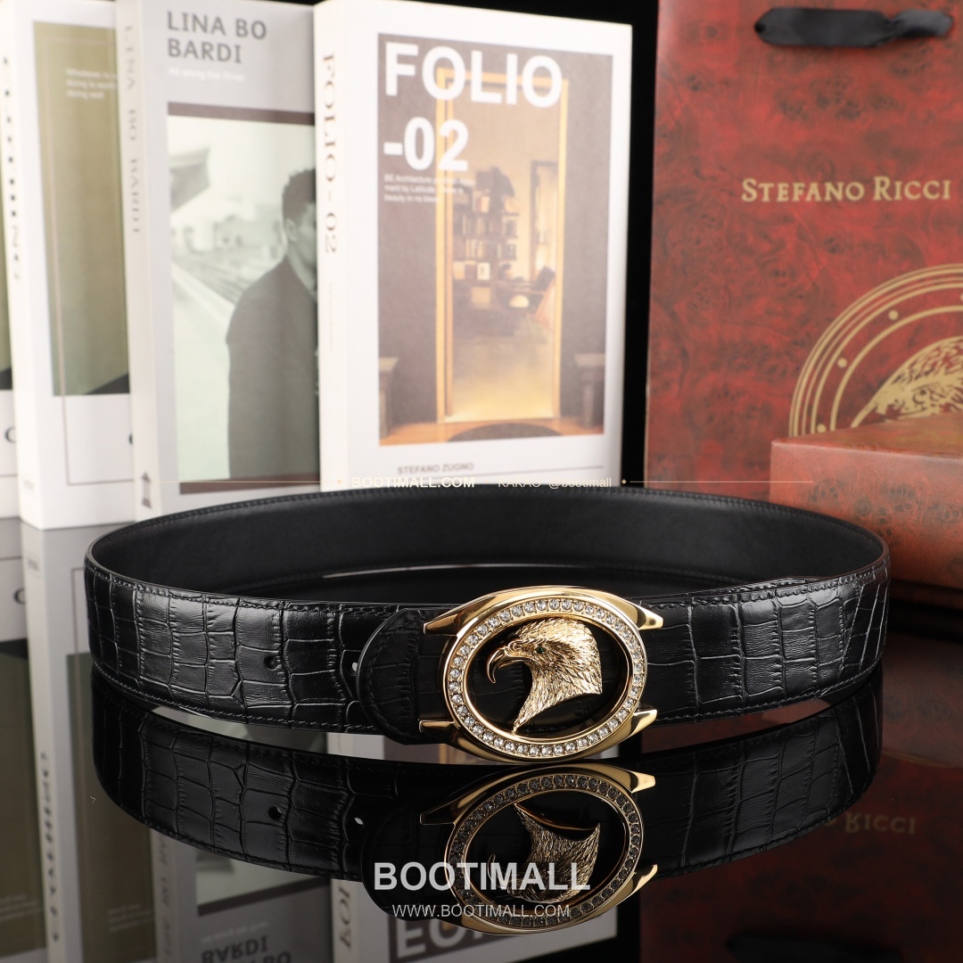 스테판 카프스킨 플레이트 버클 리버서블 벨트 Stephan Calfskin Plate Buckle Reversible Belt 3.8cm 8
