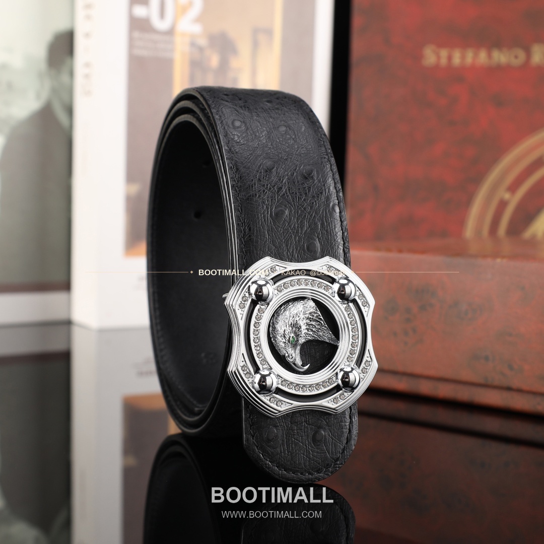 스테판 카프스킨 플레이트 버클 리버서블 벨트 Stephan Calfskin Plate Buckle Reversible Belt 3.8cm 2