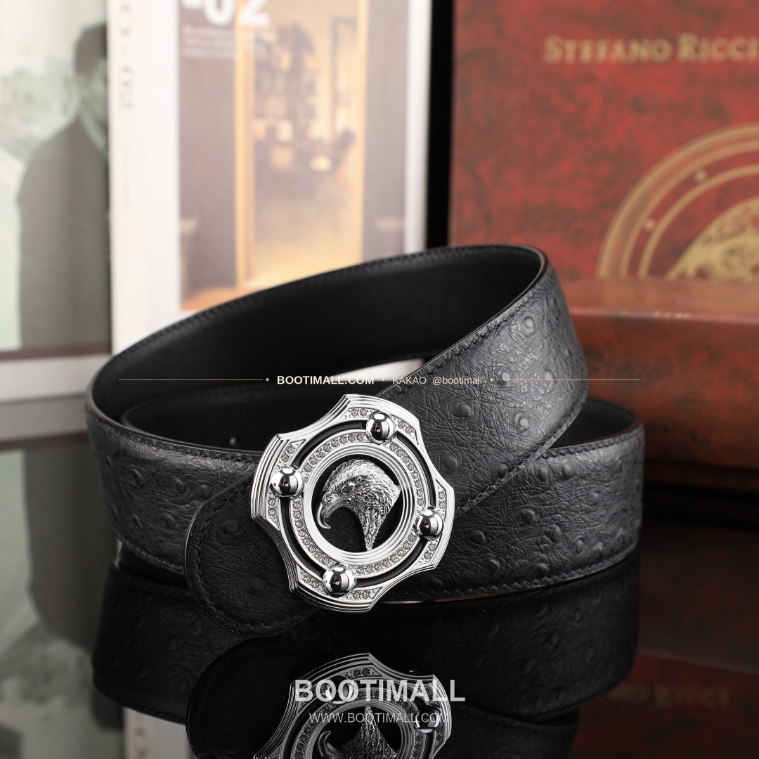 스테판 카프스킨 플레이트 버클 리버서블 벨트 Stephan Calfskin Plate Buckle Reversible Belt 3.8cm 3