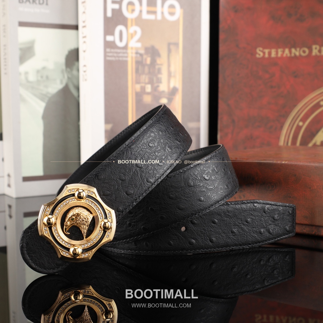 스테판 카프스킨 플레이트 버클 리버서블 벨트 Stephan Calfskin Plate Buckle Reversible Belt 3.8cm 6