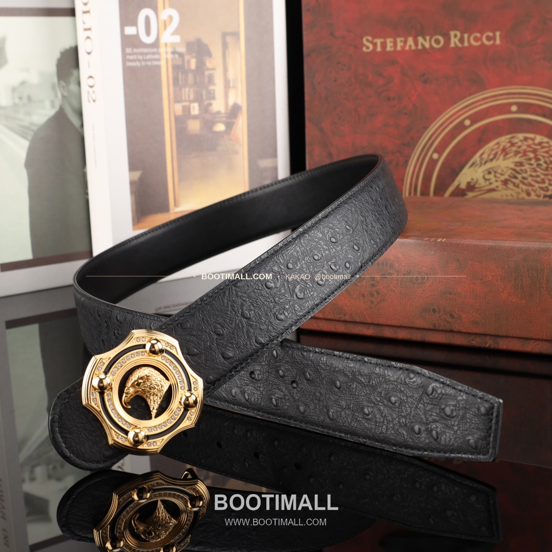 스테판 카프스킨 플레이트 버클 리버서블 벨트 Stephan Calfskin Plate Buckle Reversible Belt 3.8cm 8