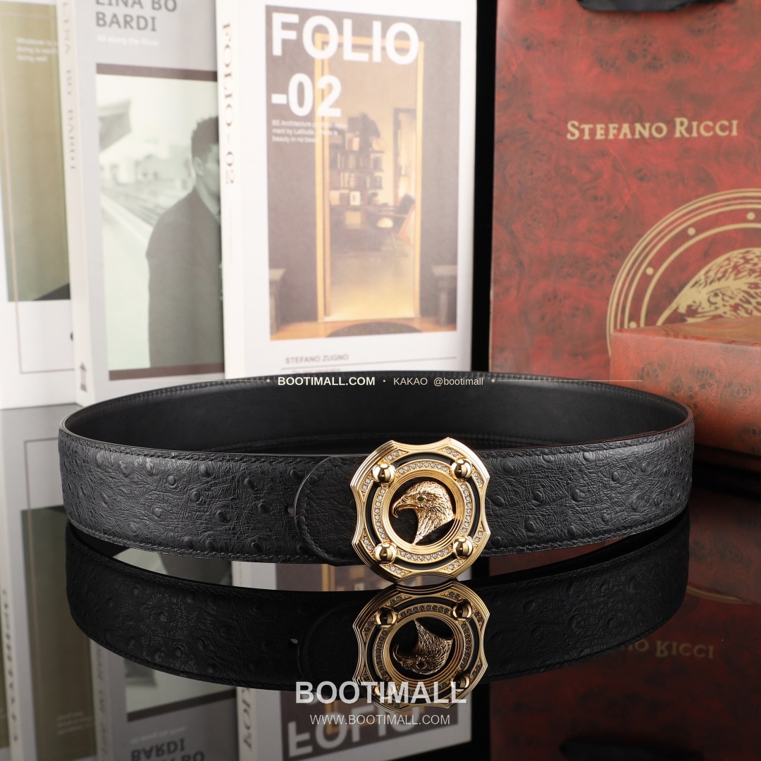 스테판 카프스킨 플레이트 버클 리버서블 벨트 Stephan Calfskin Plate Buckle Reversible Belt 3.8cm 9