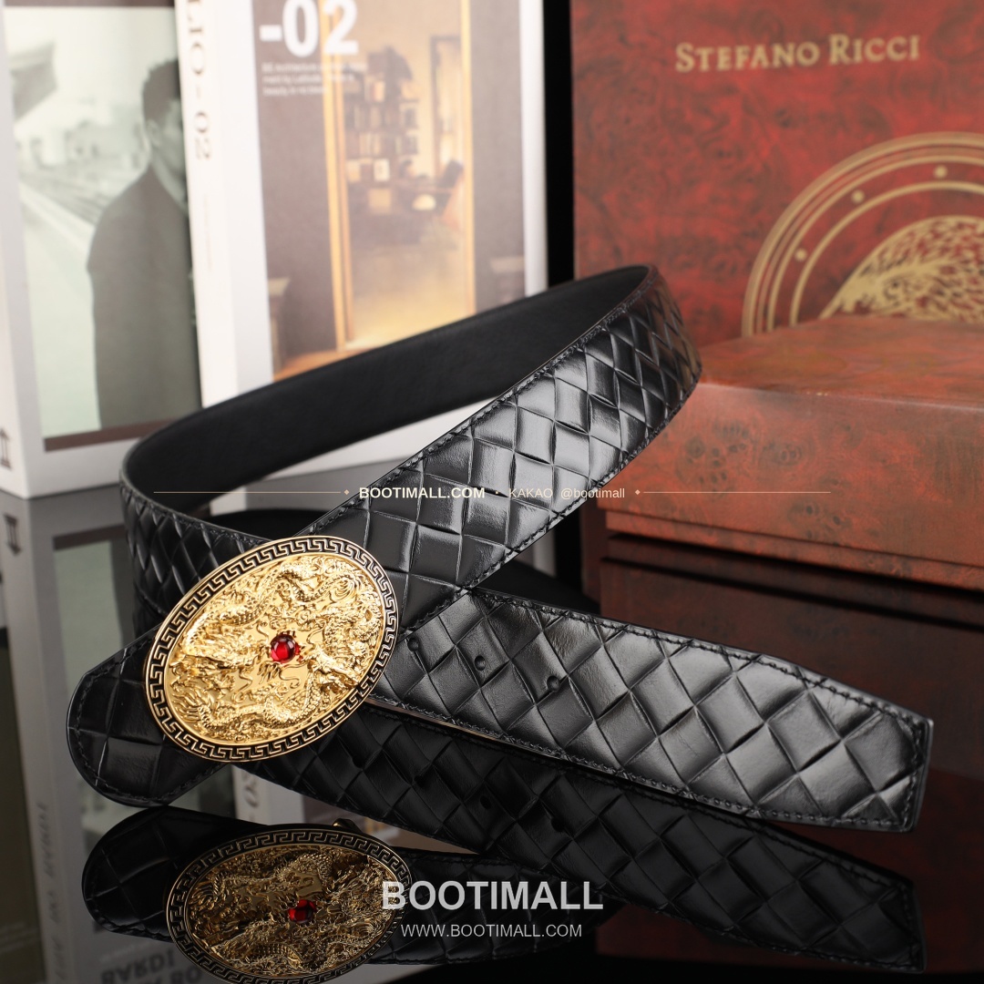스테판 카프스킨 플레이트 버클 리버서블 벨트 Stephan Calfskin Plate Buckle Reversible Belt 3.8cm 8