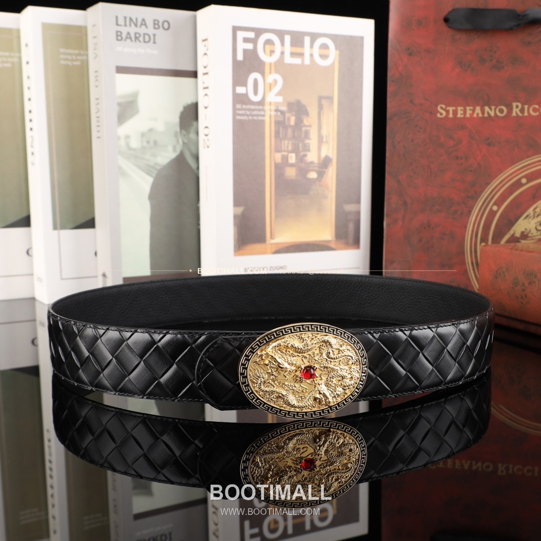 스테판 카프스킨 플레이트 버클 리버서블 벨트 Stephan Calfskin Plate Buckle Reversible Belt 3.8cm 9
