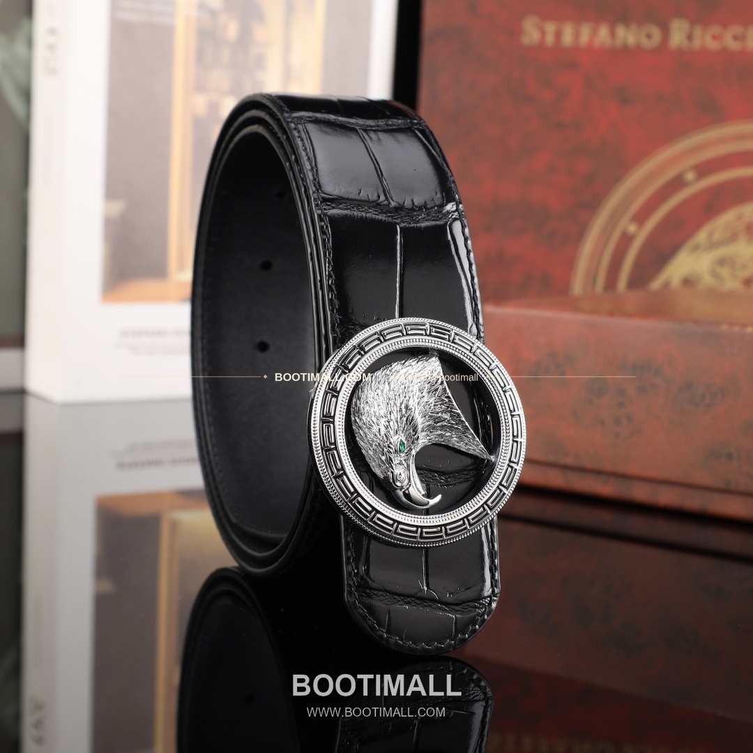 스테판 카프스킨 플레이트 버클 리버서블 벨트 Stephan Calfskin Plate Buckle Reversible Belt 3.8cm 2