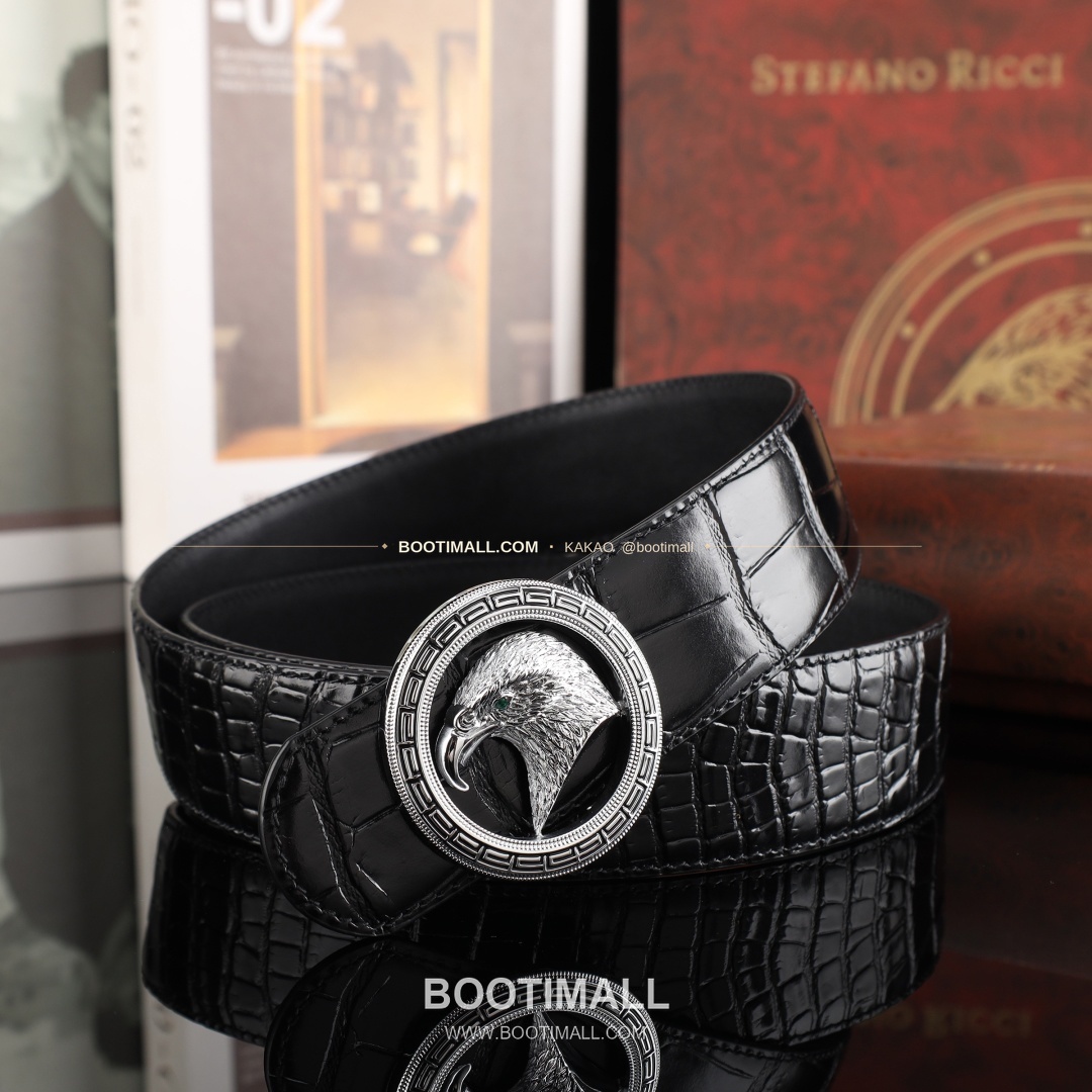 스테판 카프스킨 플레이트 버클 리버서블 벨트 Stephan Calfskin Plate Buckle Reversible Belt 3.8cm 3
