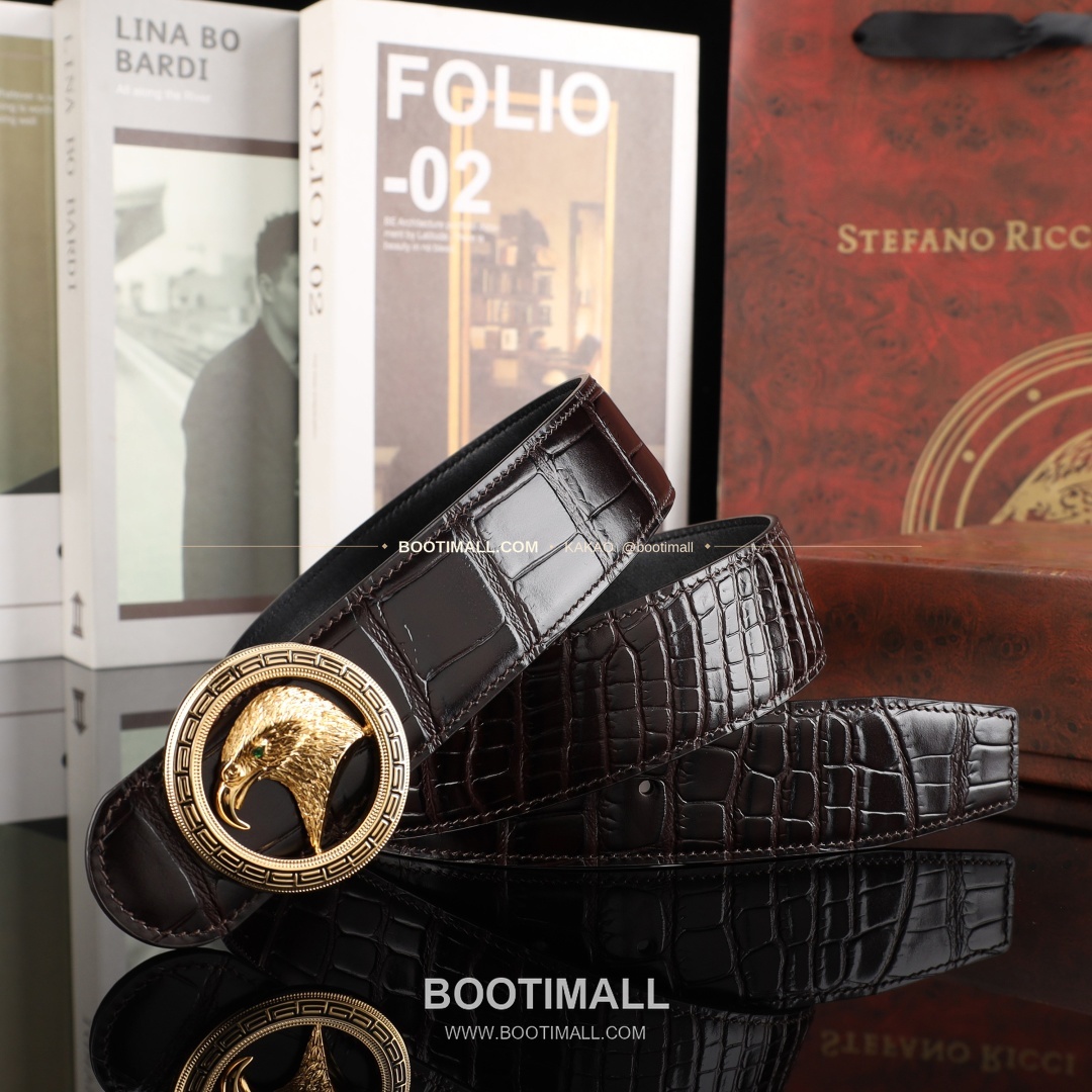스테판 카프스킨 플레이트 버클 리버서블 벨트 Stephan Calfskin Plate Buckle Reversible Belt 3.8cm 5