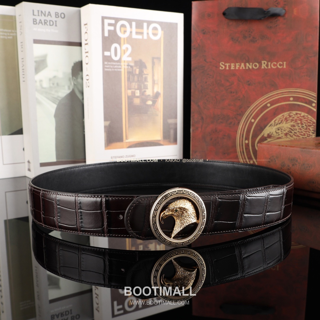 스테판 카프스킨 플레이트 버클 리버서블 벨트 Stephan Calfskin Plate Buckle Reversible Belt 3.8cm 7