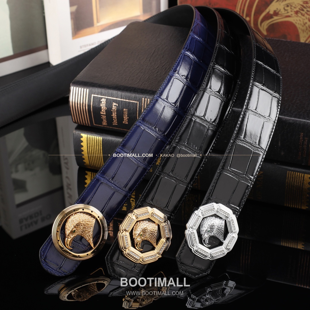 스테판 카프스킨 플레이트 버클 리버서블 벨트 Stephan Calfskin Plate Buckle Reversible Belt 3.8cm 1