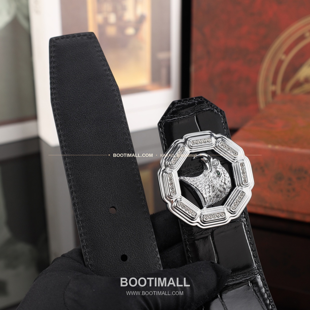 스테판 카프스킨 플레이트 버클 리버서블 벨트 Stephan Calfskin Plate Buckle Reversible Belt 3.8cm 4