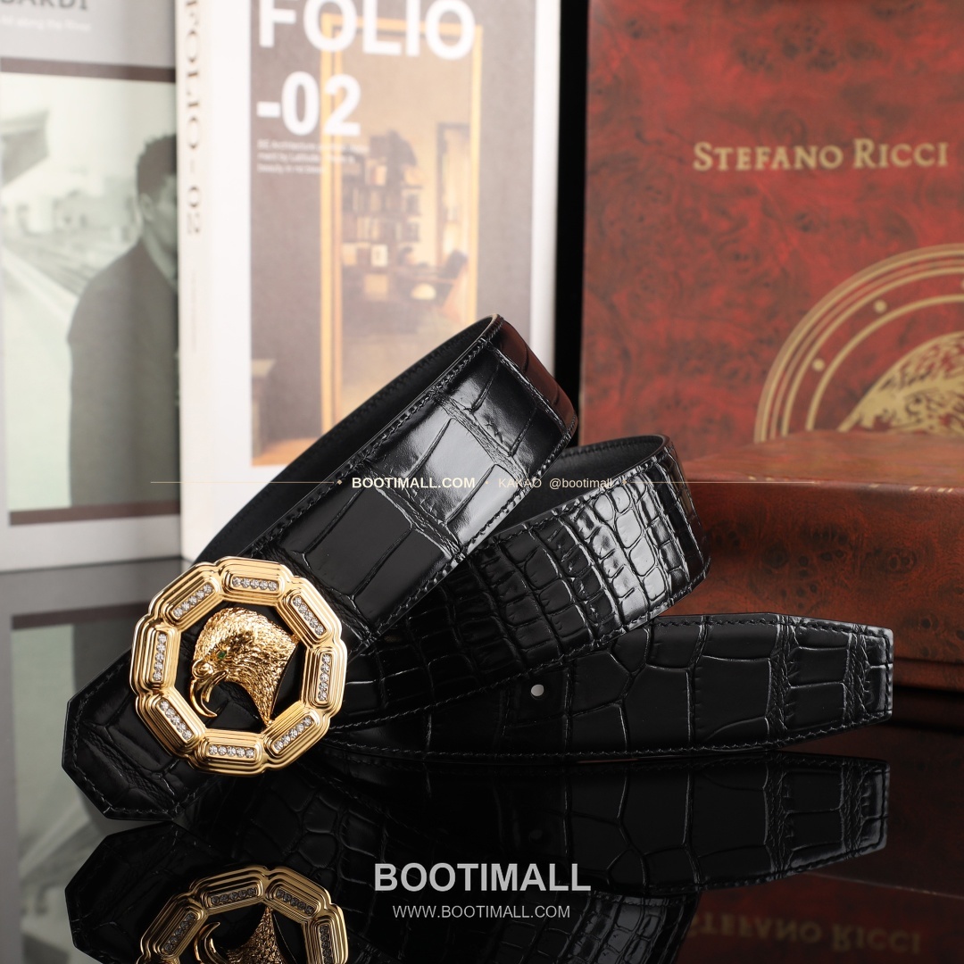 스테판 카프스킨 플레이트 버클 리버서블 벨트 Stephan Calfskin Plate Buckle Reversible Belt 3.8cm 5