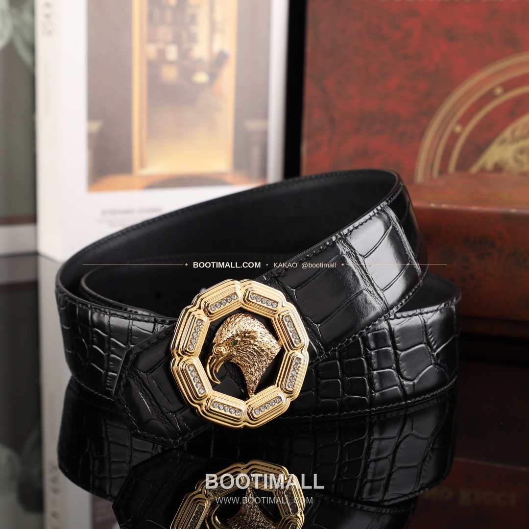 스테판 카프스킨 플레이트 버클 리버서블 벨트 Stephan Calfskin Plate Buckle Reversible Belt 3.8cm 7