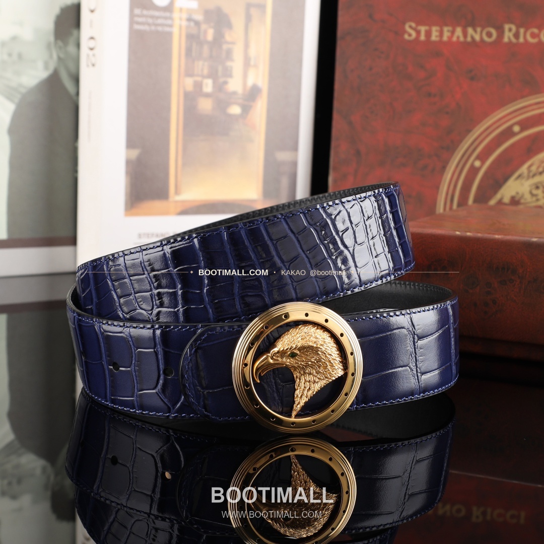 스테판 카프스킨 플레이트 버클 리버서블 벨트 Stephan Calfskin Plate Buckle Reversible Belt 3.8cm 8