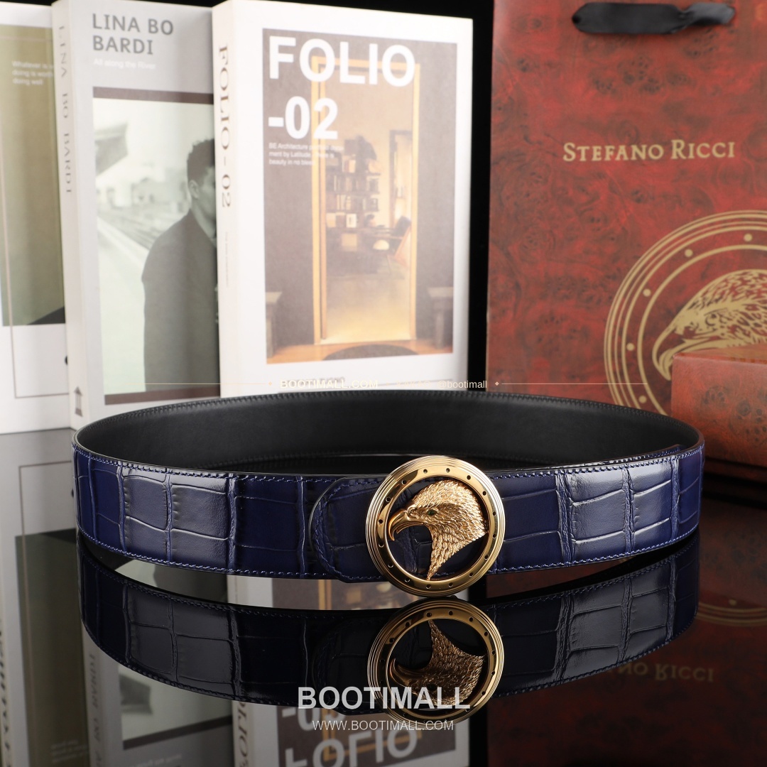 스테판 카프스킨 플레이트 버클 리버서블 벨트 Stephan Calfskin Plate Buckle Reversible Belt 3.8cm 9