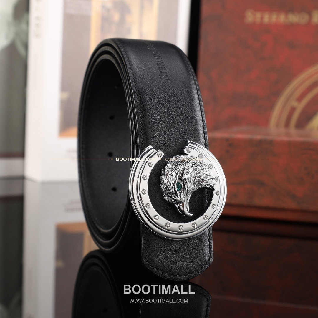 스테판 카프스킨 플레이트 버클 리버서블 벨트 Stephan Calfskin Plate Buckle Reversible Belt 3.8cm 2