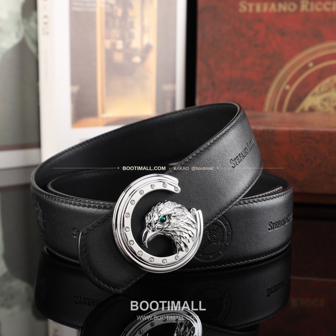 스테판 카프스킨 플레이트 버클 리버서블 벨트 Stephan Calfskin Plate Buckle Reversible Belt 3.8cm 4