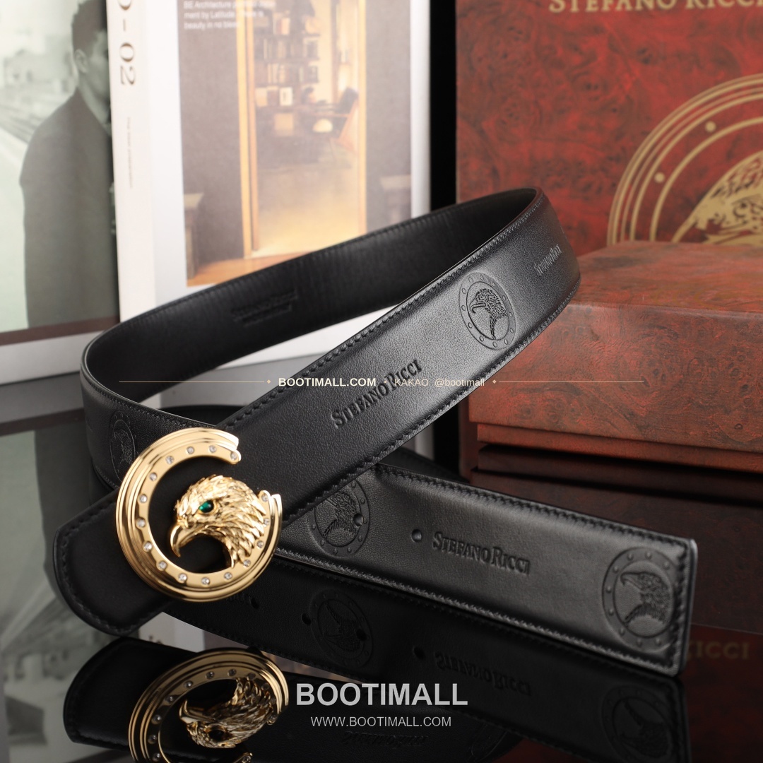 스테판 카프스킨 플레이트 버클 리버서블 벨트 Stephan Calfskin Plate Buckle Reversible Belt 3.8cm 8