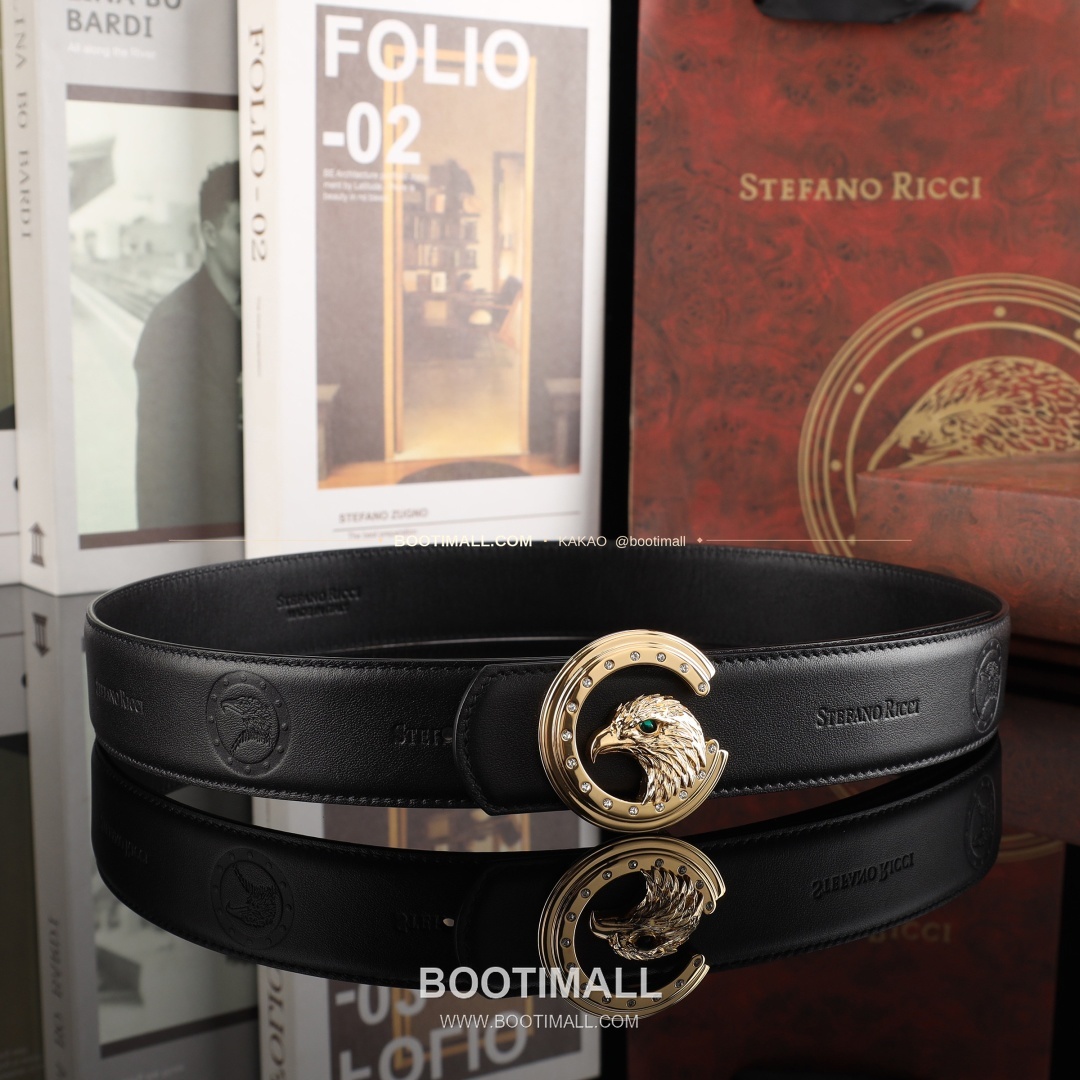 스테판 카프스킨 플레이트 버클 리버서블 벨트 Stephan Calfskin Plate Buckle Reversible Belt 3.8cm 9
