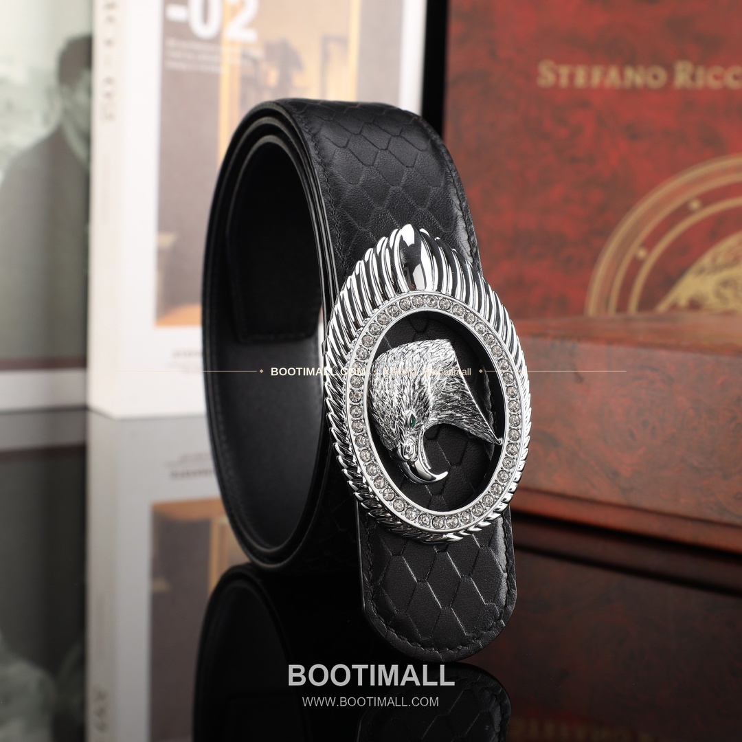 스테판 카프스킨 플레이트 버클 리버서블 벨트 Stephan Calfskin Plate Buckle Reversible Belt 3.8cm 2